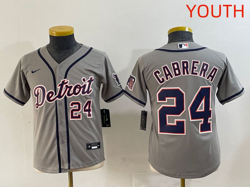 Youth 2025 Detroit Tigers 24 Cabrera Grey Game Nike MLB Jersey style 5